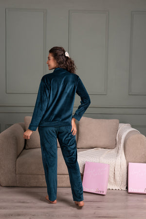 Velvet track suit in stripe