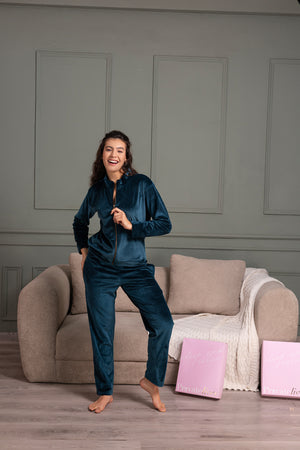 Velvet track suit in stripe