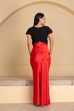 Red Satin Nighty with Lace
