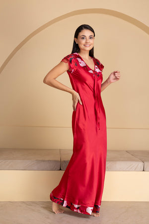 Maroon Satin Nightdress