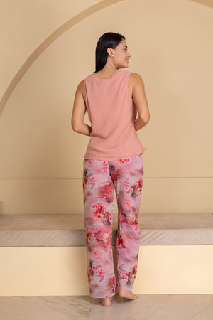 Peach Floral chiffon pj & Top