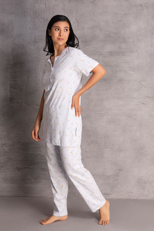 Hip covering Floral Cotton pj set