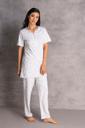 Hip covering Floral Cotton pj set