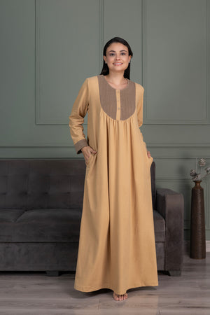 Elegant Woollen Nighty in Beige