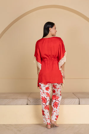 Floral Satin Kaftan set