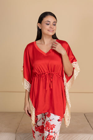 Floral Satin Kaftan set