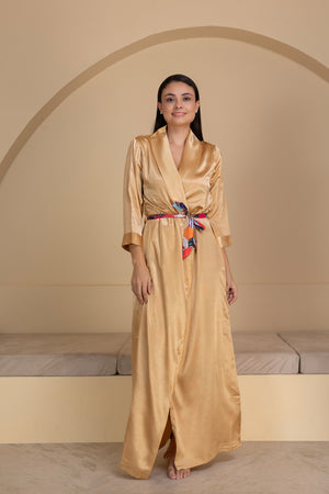 Box print Nighty with Robe