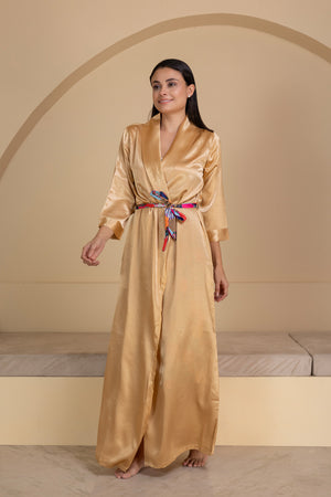Box print Nighty with Robe