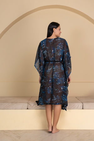 Black Chiffon Printed Kaftan