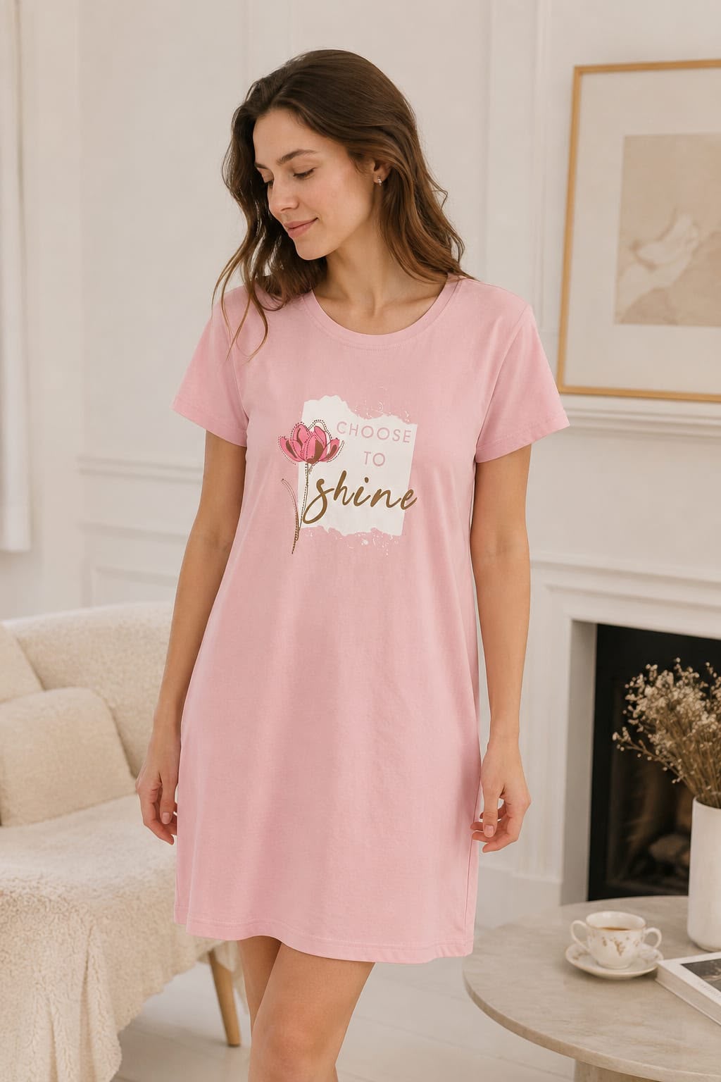 Choose to Shine" Cotton Short Nighty