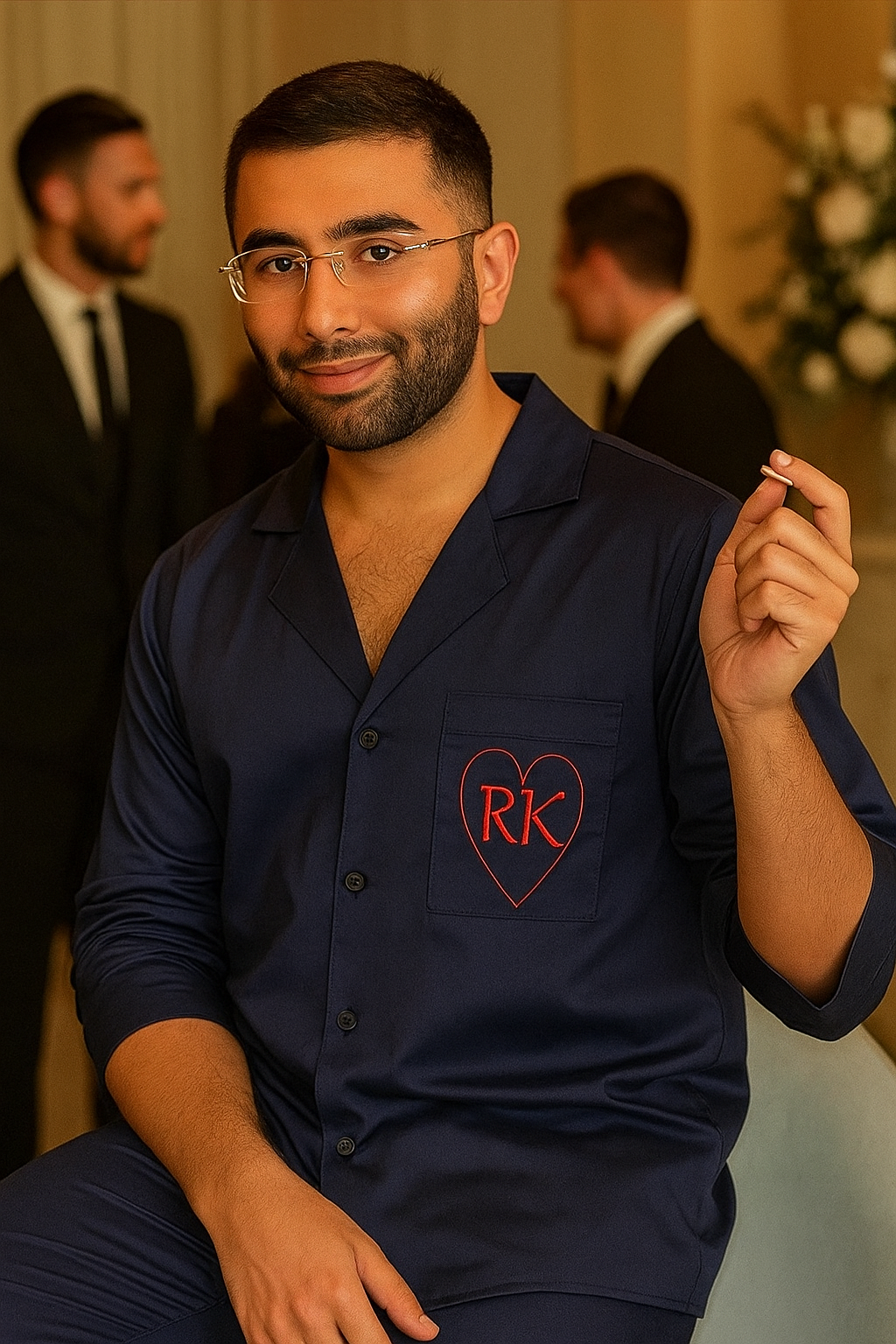 Navy Customised Pj Cotton  Party Pj Set