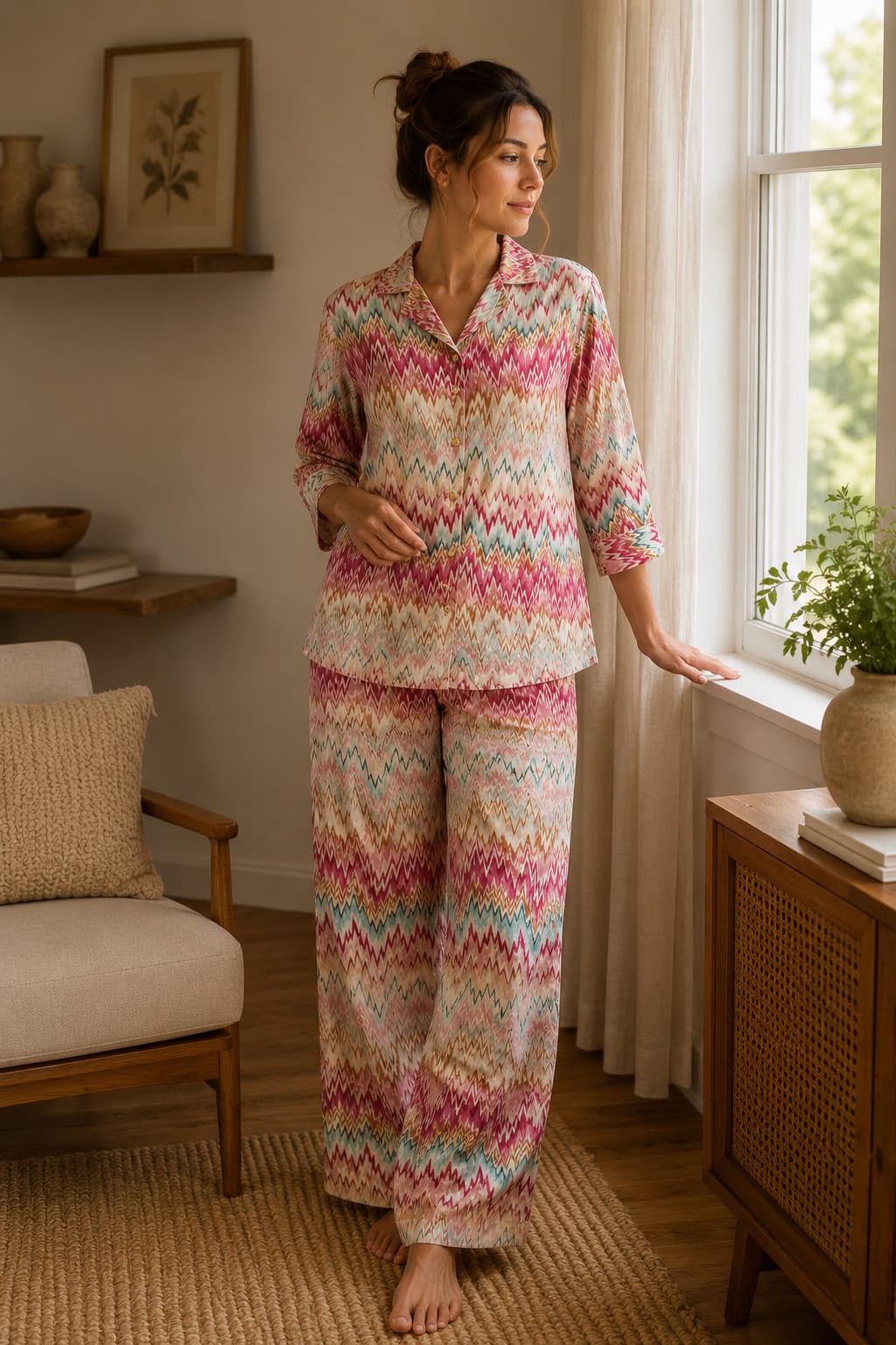 Sunset Chevron Cotton Pajama Set