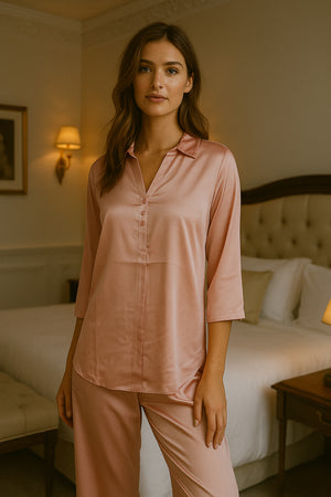 Blush Haven Satin Night Suit