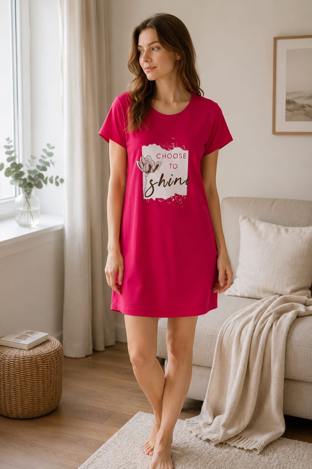 Choose to Shine" Cotton Short Nighty