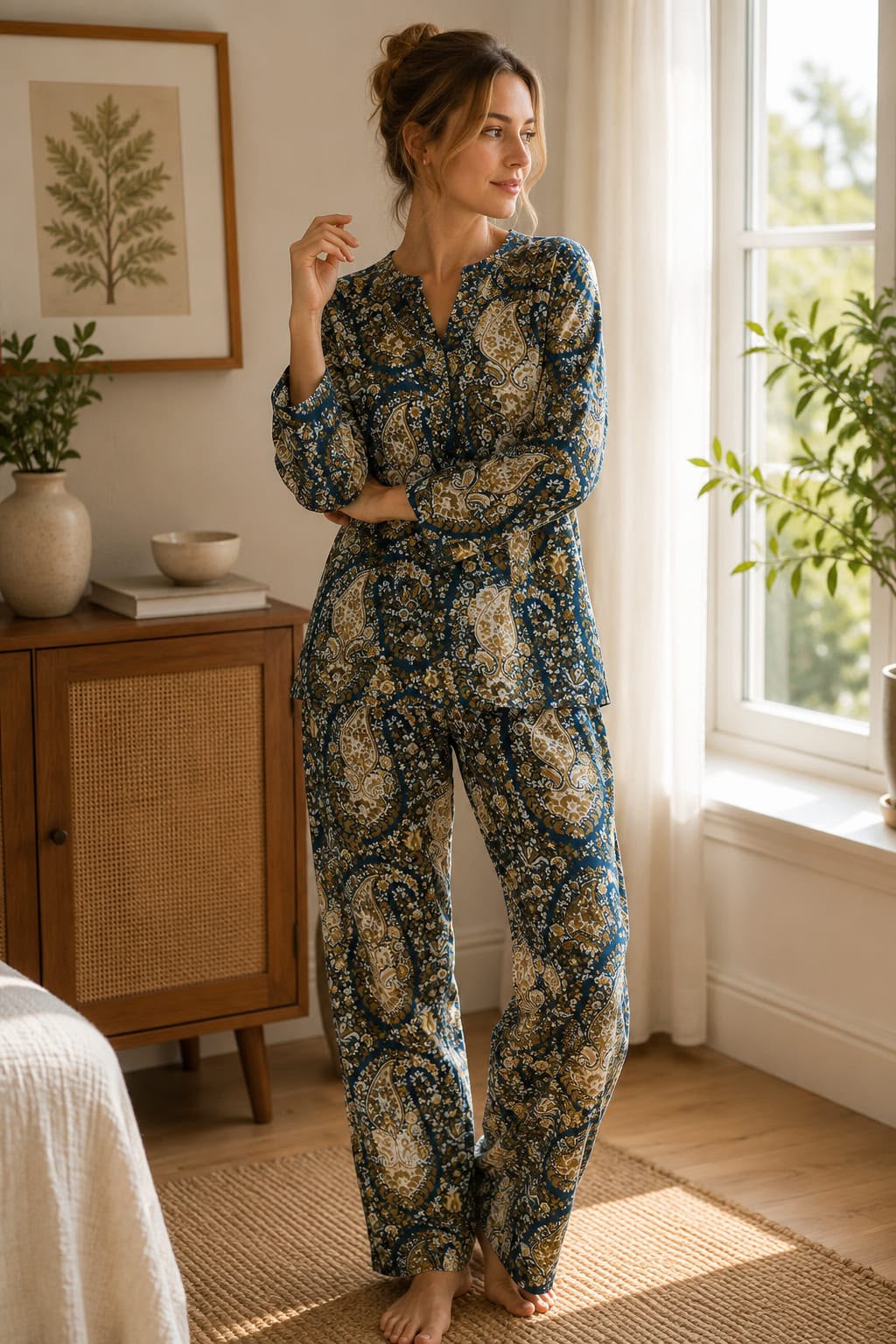 Royal Paisley Cotton Pajama Set - Private Lives