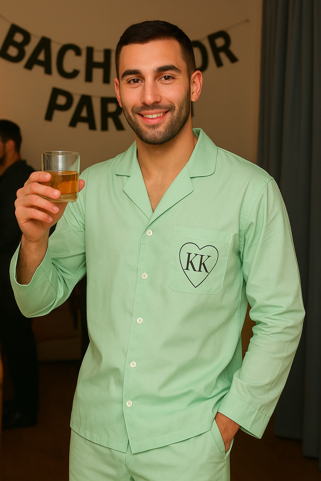 Mint Green Customised Pj Cotton  Party Pj Set