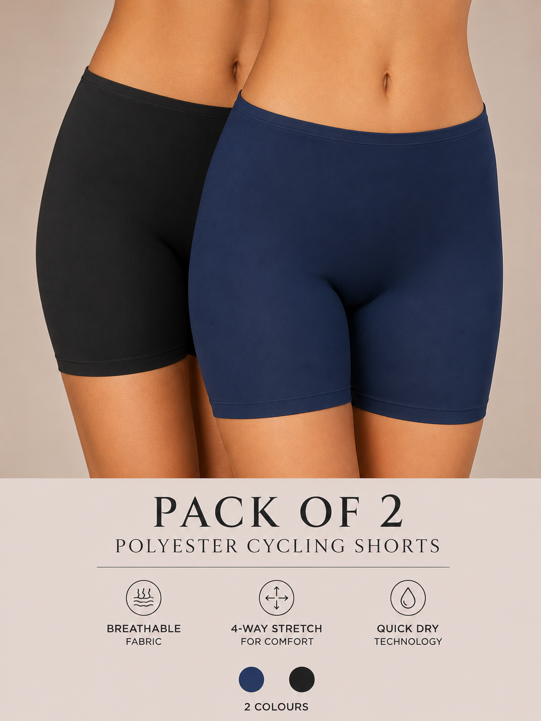 SpinX Women’s Performance Cycling Shorts – Pack of 2