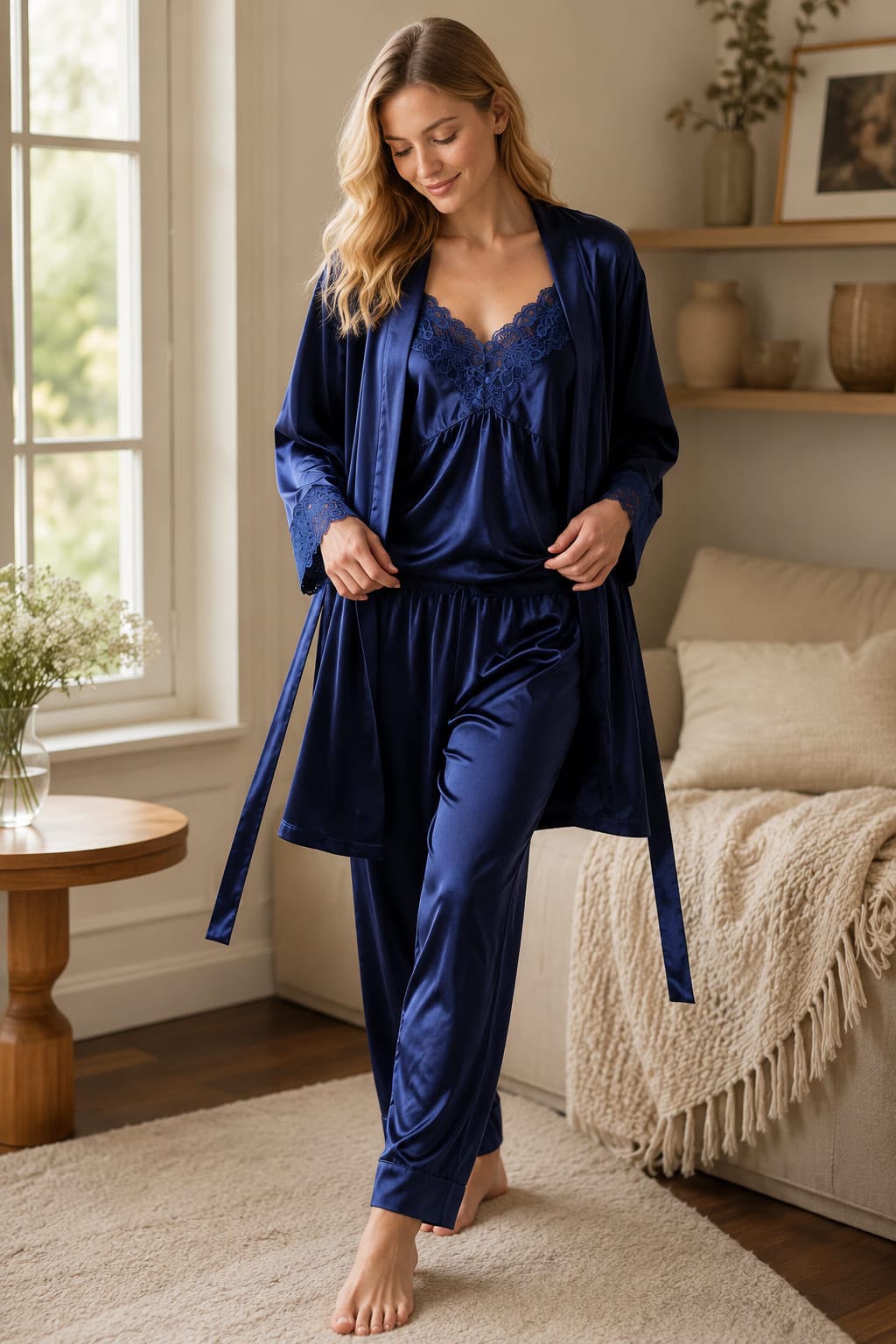 Midnight Elegance Satin 3-Piece Nightwear Set - Private Lives