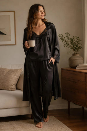 Midnight Luxe Satin Trio Set