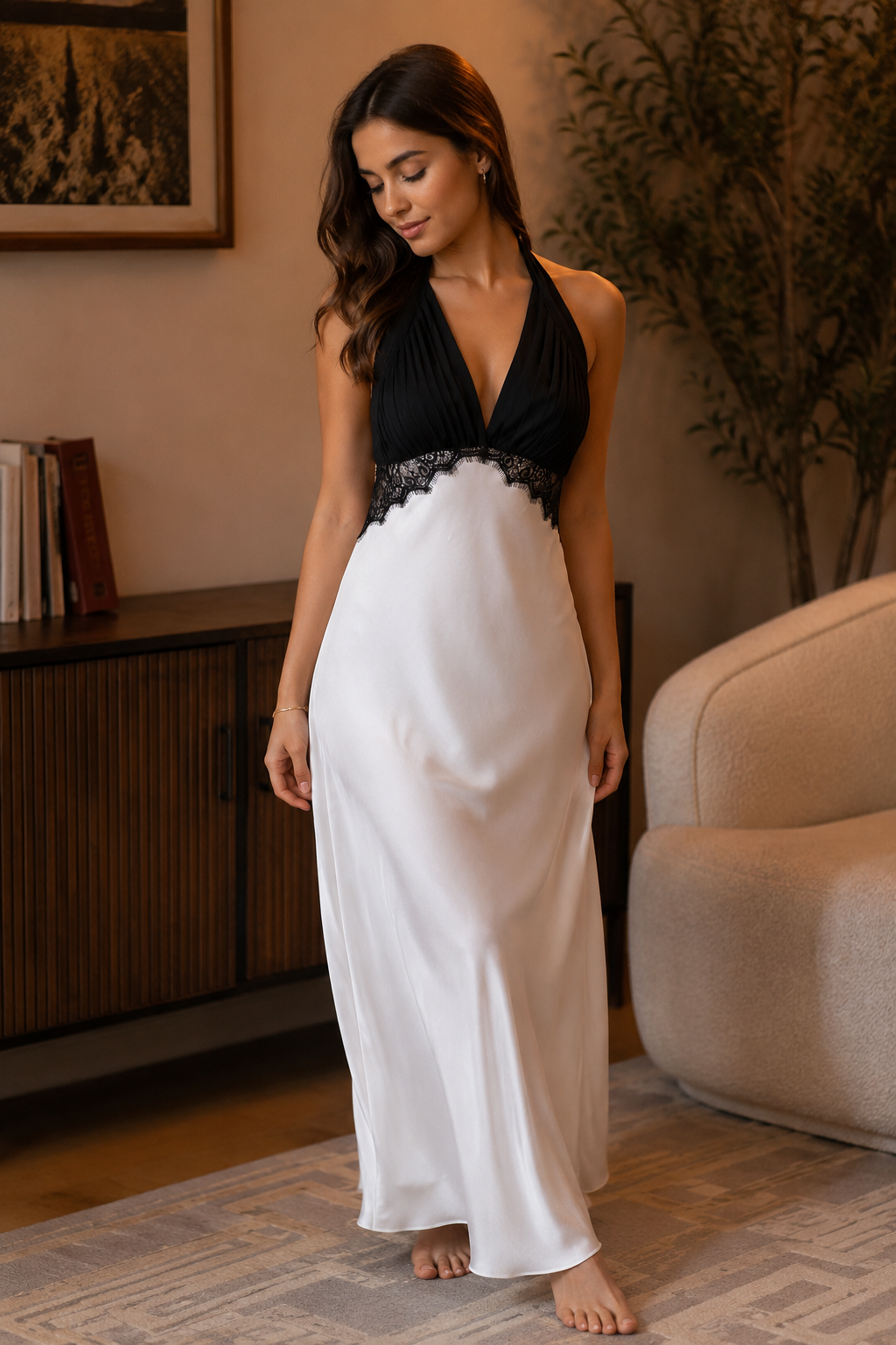 Moonlight Lace Satin Nighty