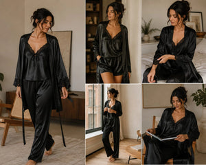 Midnight Luxe Satin Trio Set