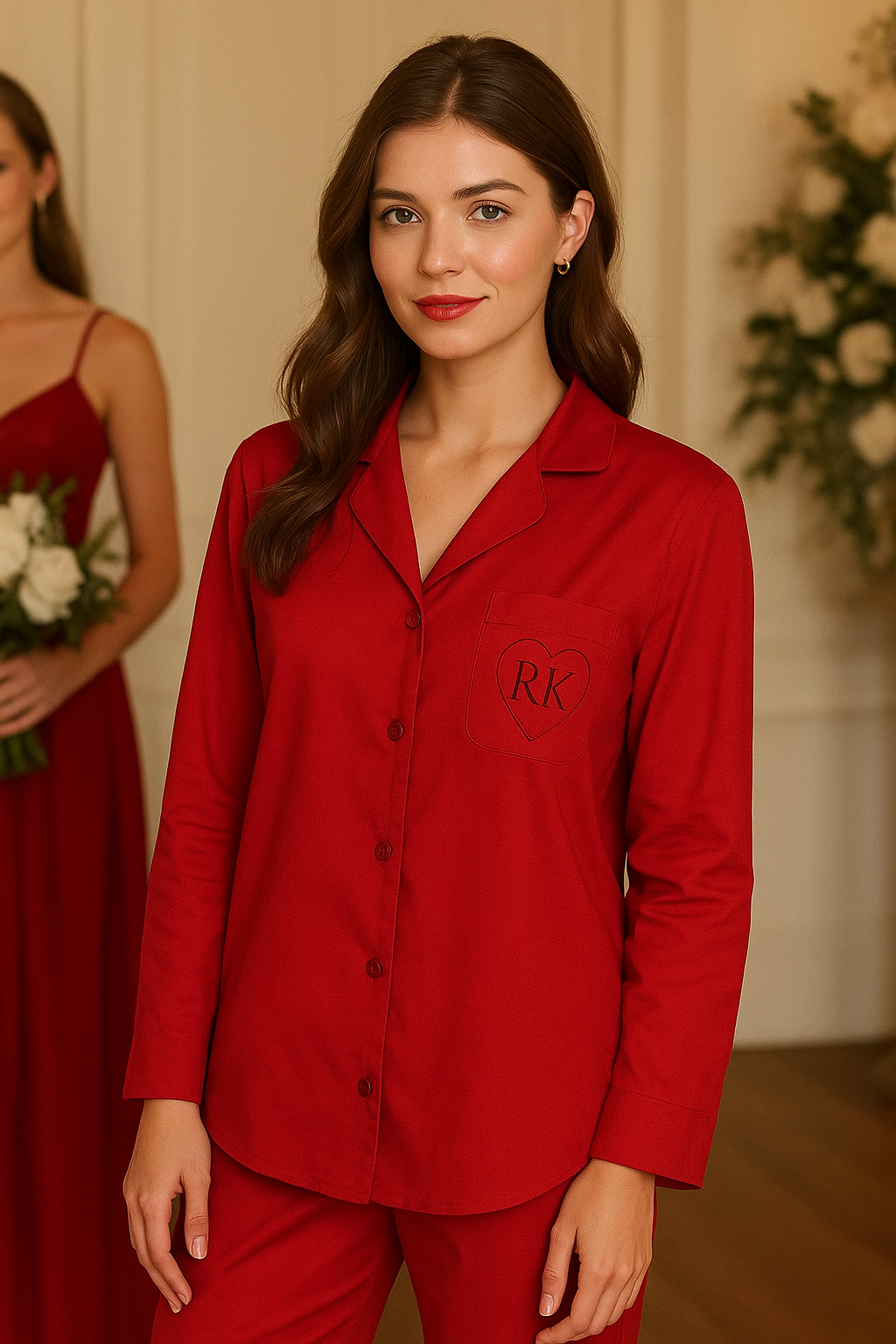 Red Pj Party Cotton Customised Pajama Set