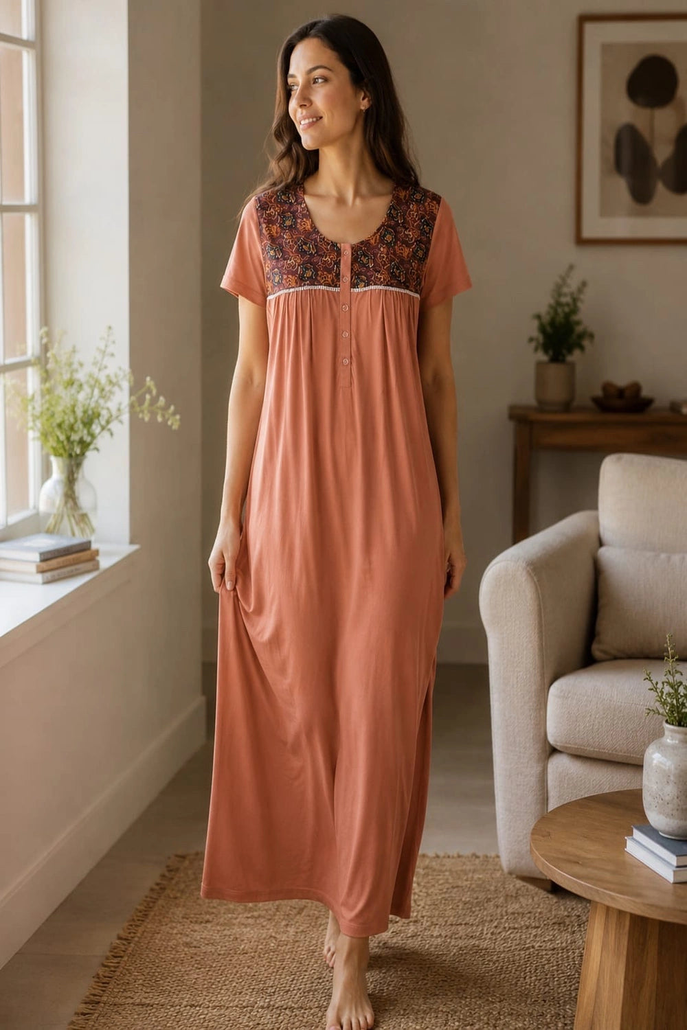 Button Bliss Cotton Maxi Nighty