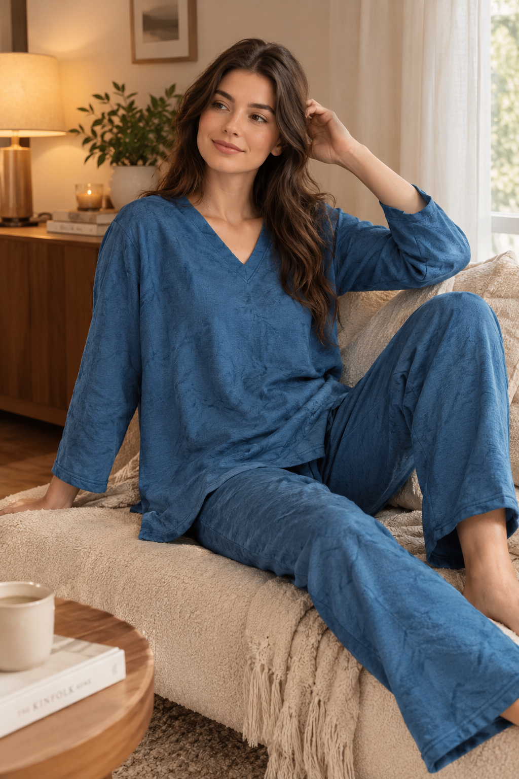 Royal Azure Mandala — Embroidered Velour Co-ord Set