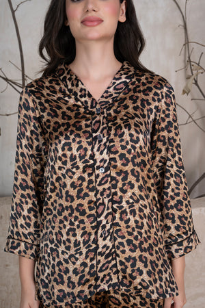 Leopard Print satin Pj set
