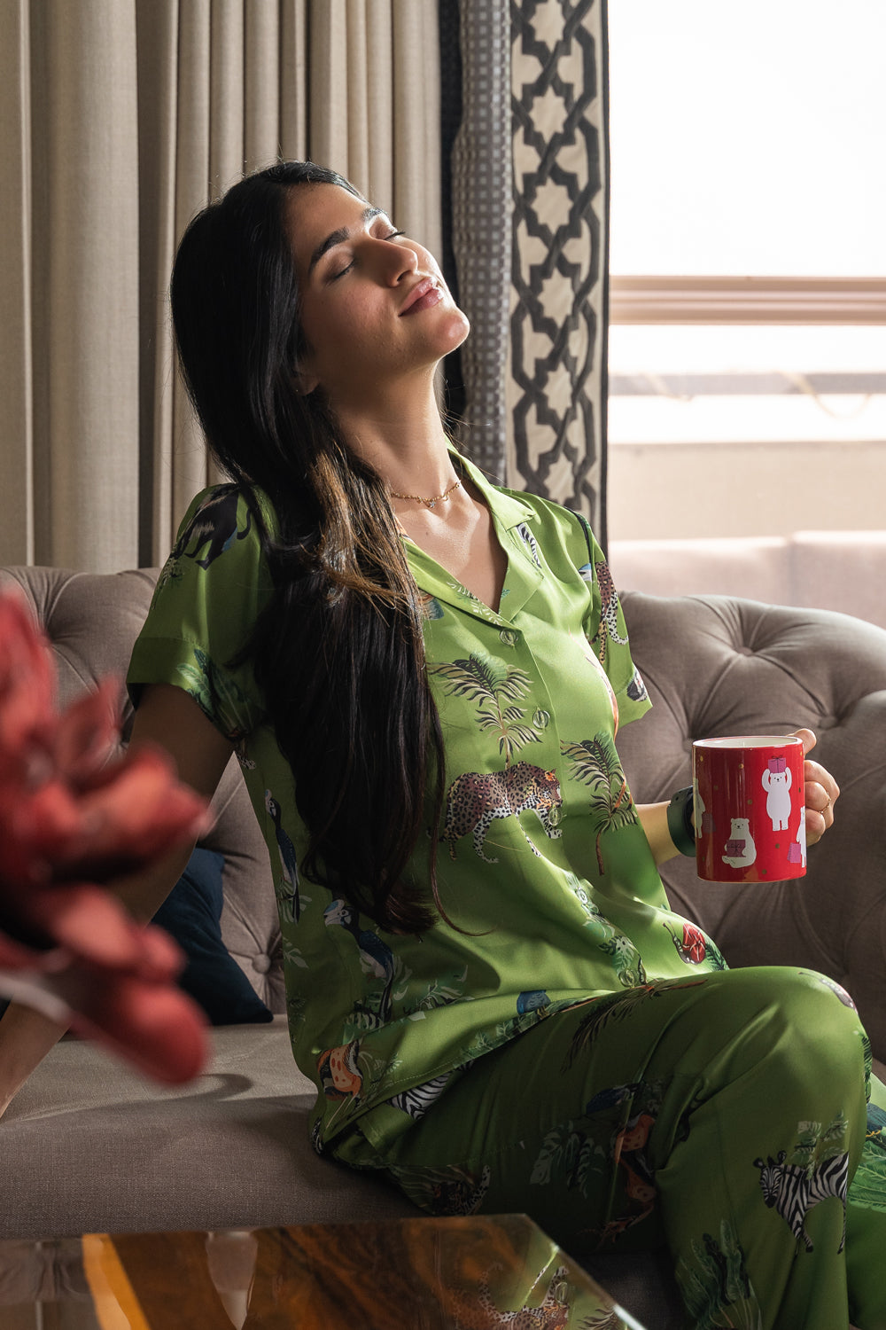 Jungle Pj set in Superior satin