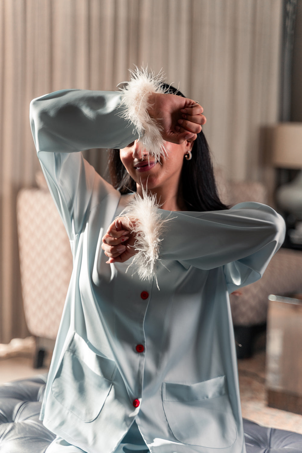 Sky blue fur elegance