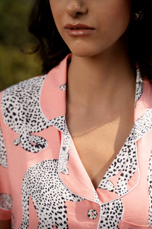 Satin Leopard Night Suit Set