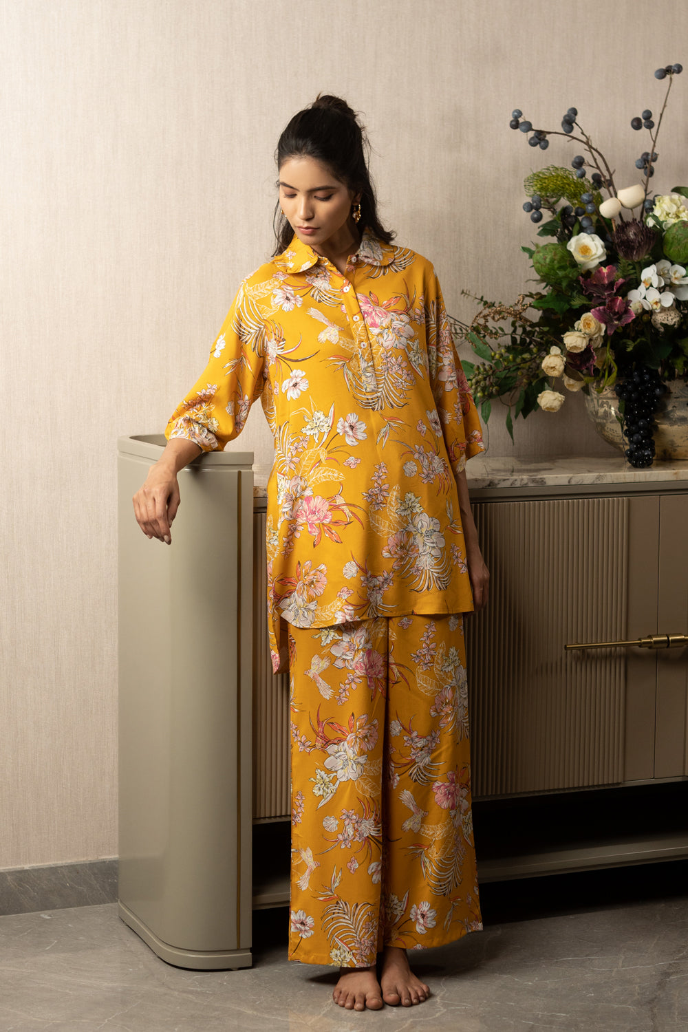 Mustard Spring Floral Co-ord Set