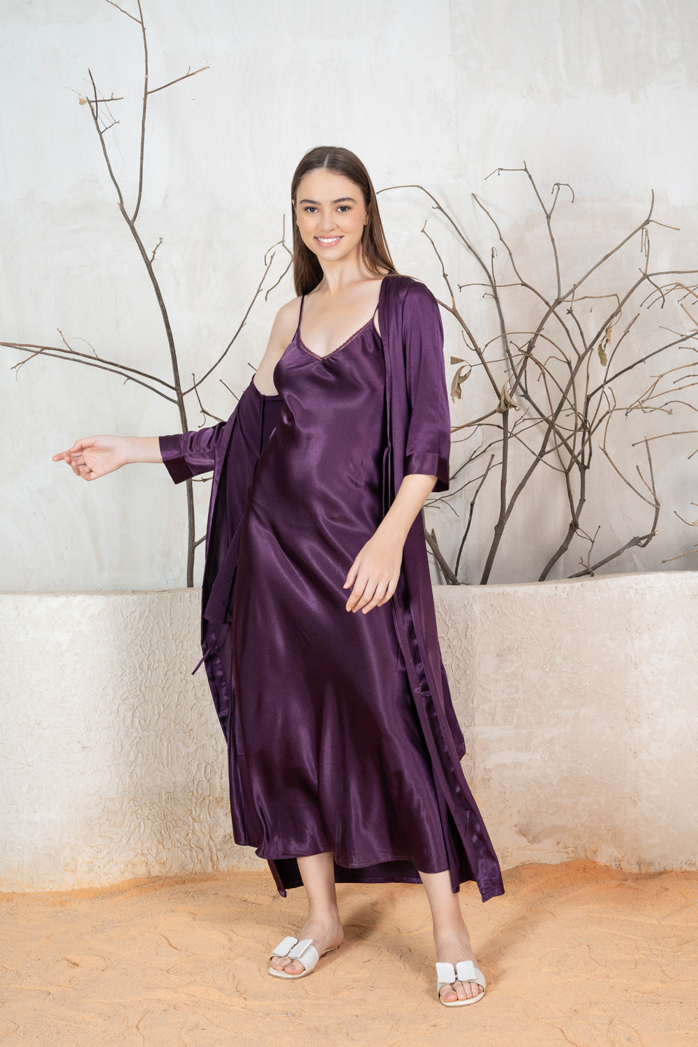 Nightgown set in Silky Satin