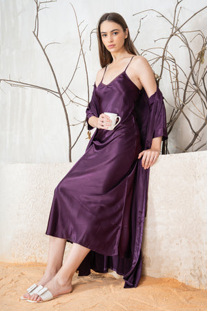 Winter Nightgown set in Silky Satin