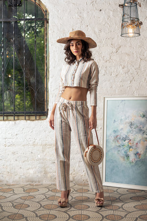 Stripe Cotton Printed Crop Duo Set