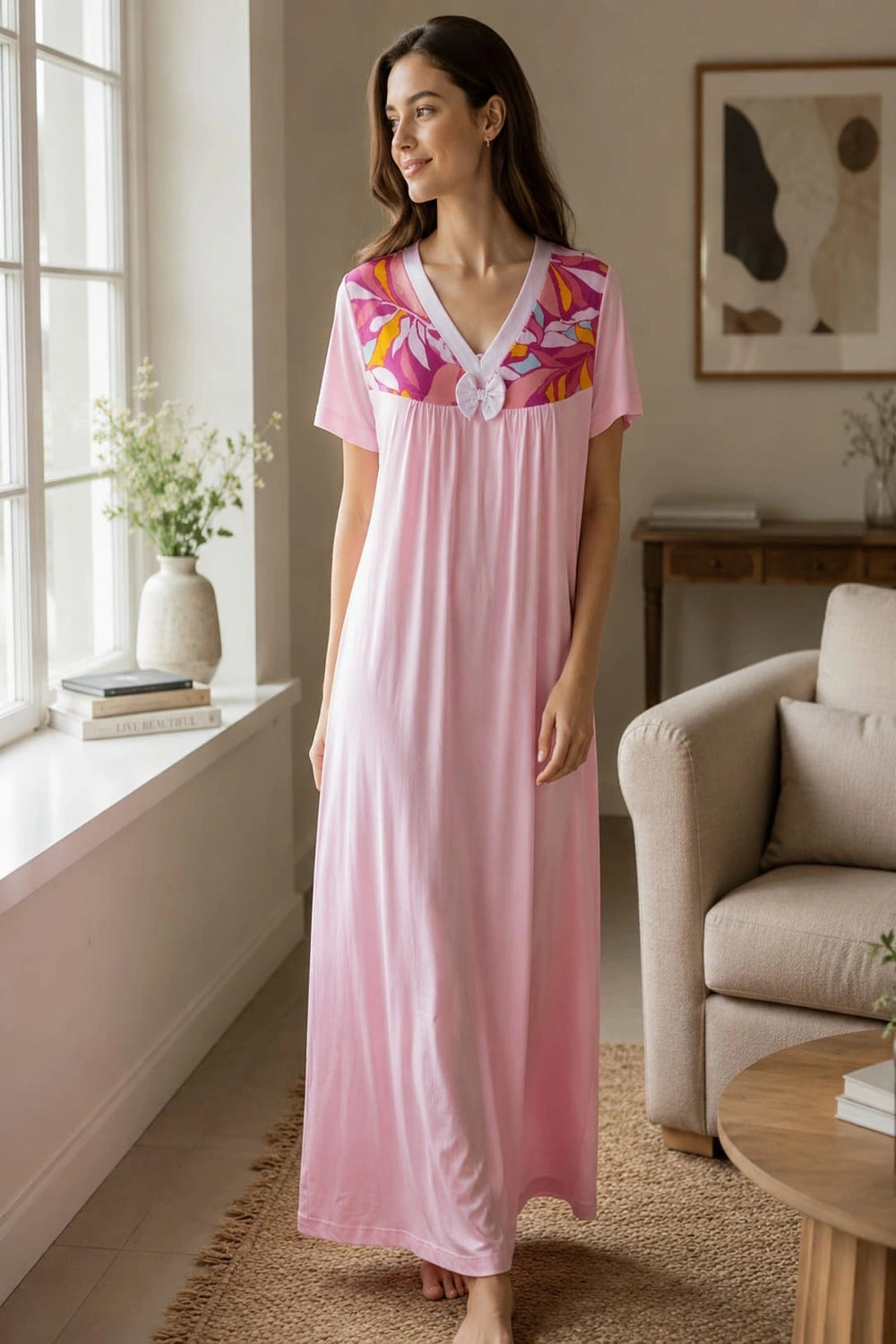 Blush Breeze Cotton Maxi Nighty