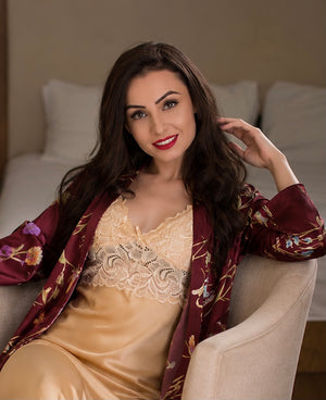 Evening Reverie Satin Nightgown & Robe Set