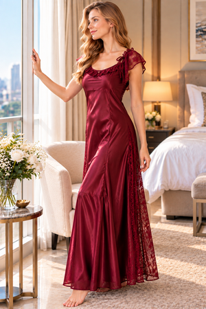 The Bordeaux Romance 1448 Satin Nightgown