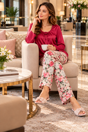 The Rosetta Satin Night Suit