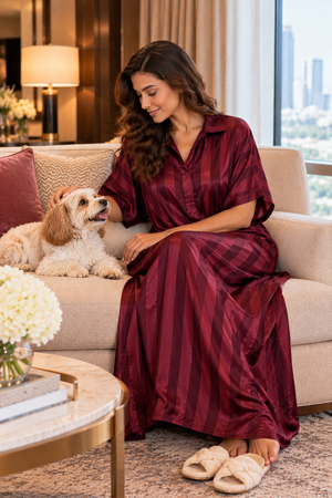 The Bordeaux Élégance Satin Kaftan