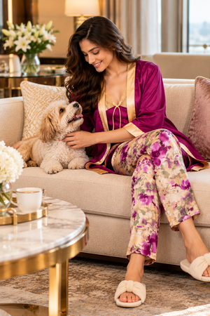 The Bellavienne Satin 3pc Night-suit Set