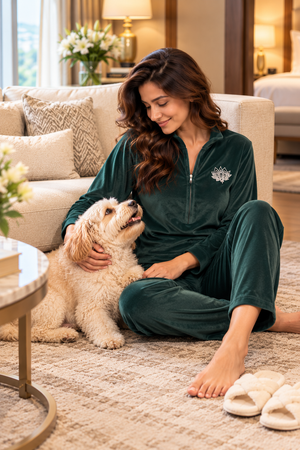 The Evergreen Indulgence Velour Night Suit
