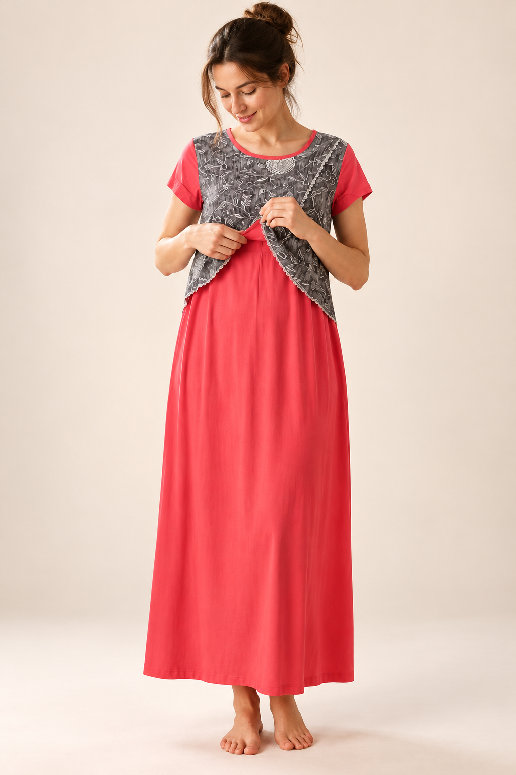 Mother's Embrace Nursing Nighty Coral