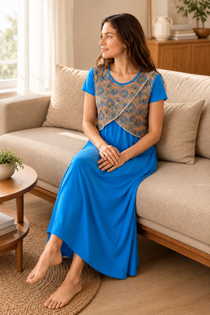 Mother’s Embrace Nursing Nighty Cobalt Blue