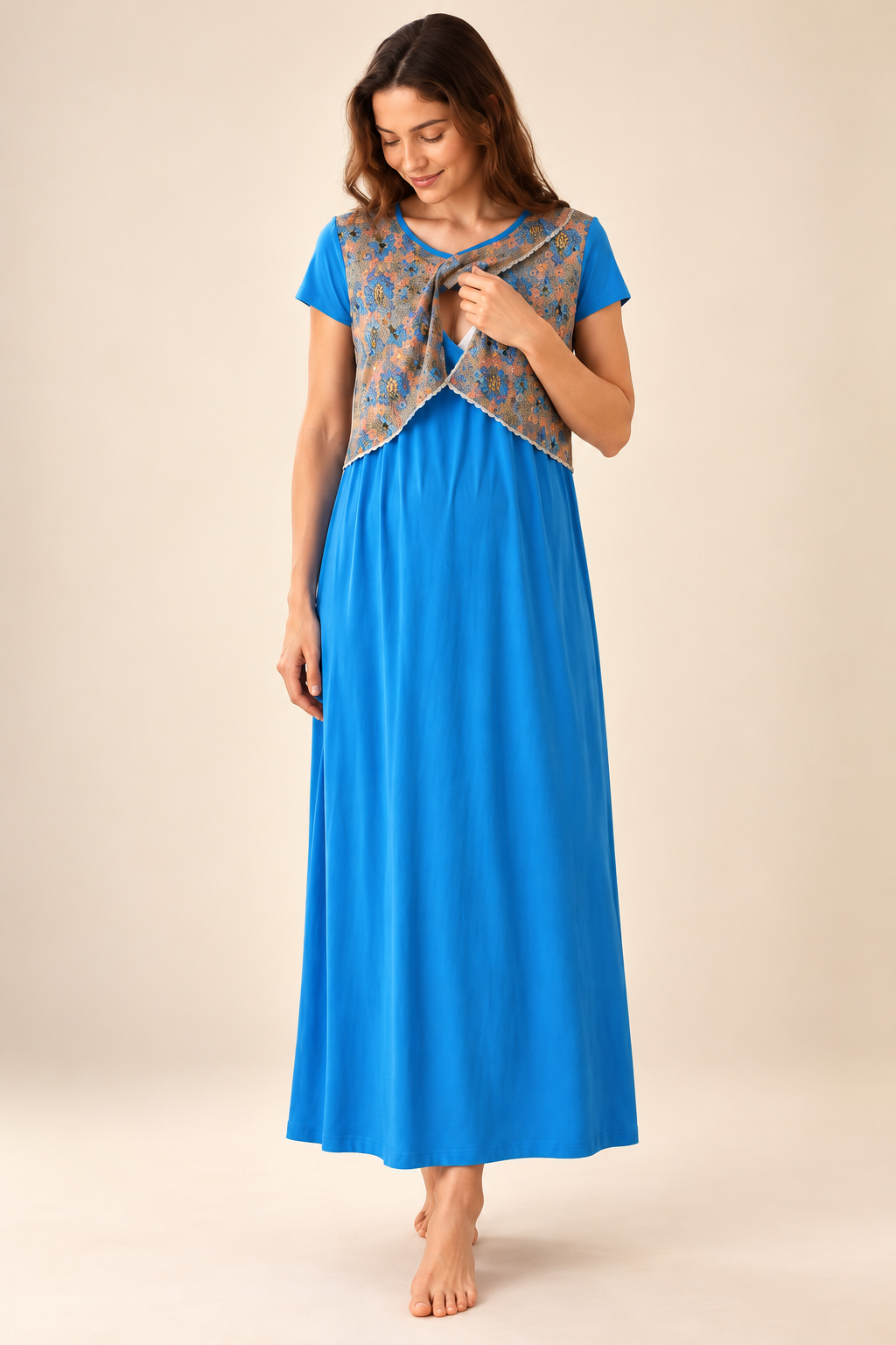 Mother’s Embrace Nursing Nighty Cobalt Blue