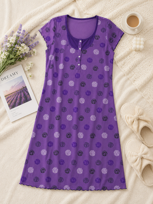Polka Cotton Short Nighty