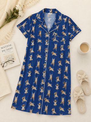 Cute Pugs Short Nighty