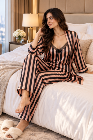 The Afterglow Stripe Luxe Satin 3-Piece Set