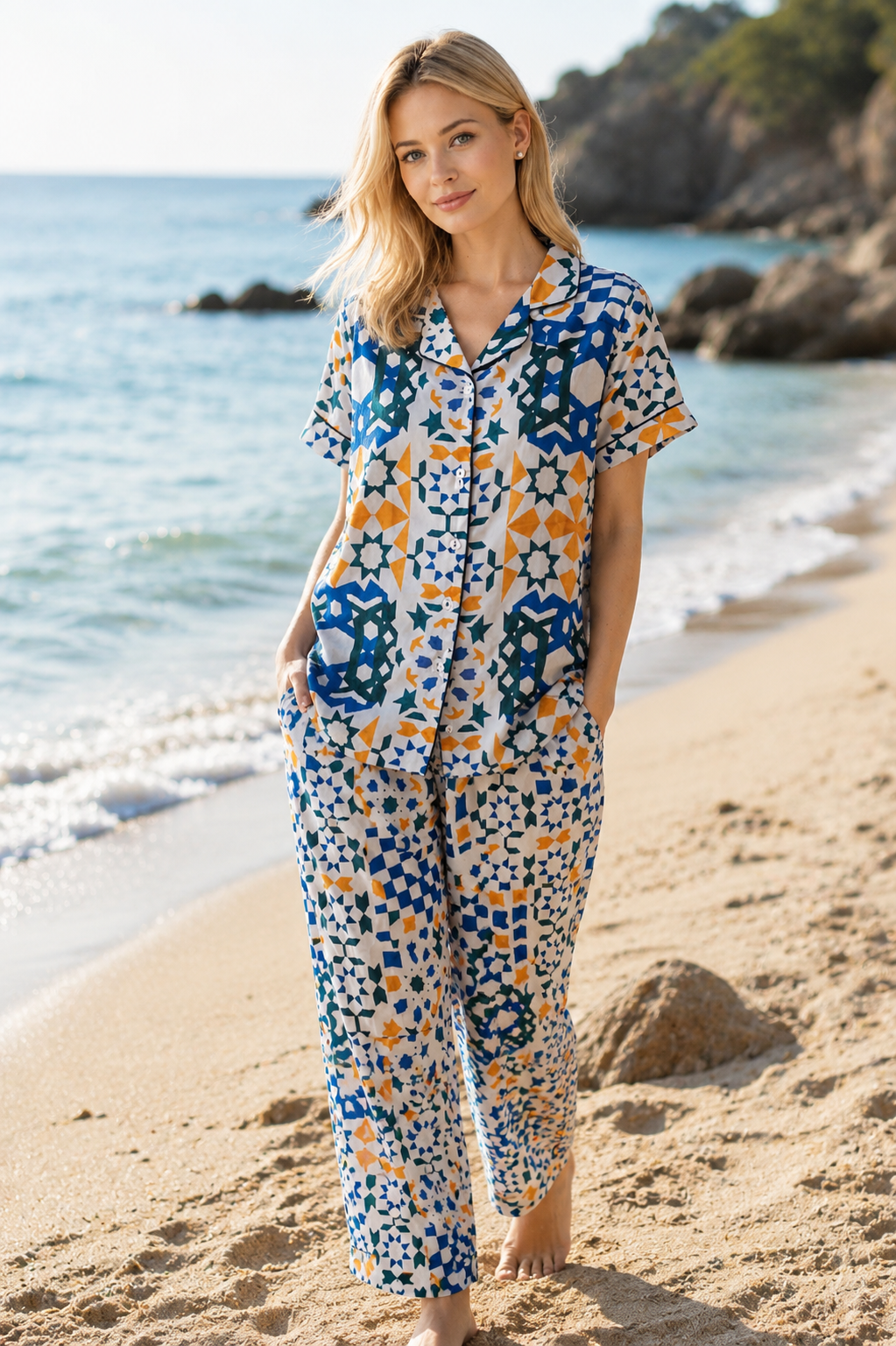 Printed Satin Night Suit – Silky Comfort & Chic Sleepwear